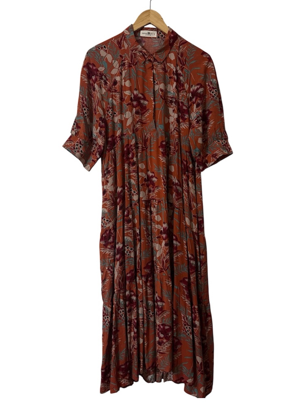 Natural Life Rebecca Tiered Midi Dress in Rust / Orange Sz Large NWOT - Picture 5 of 10